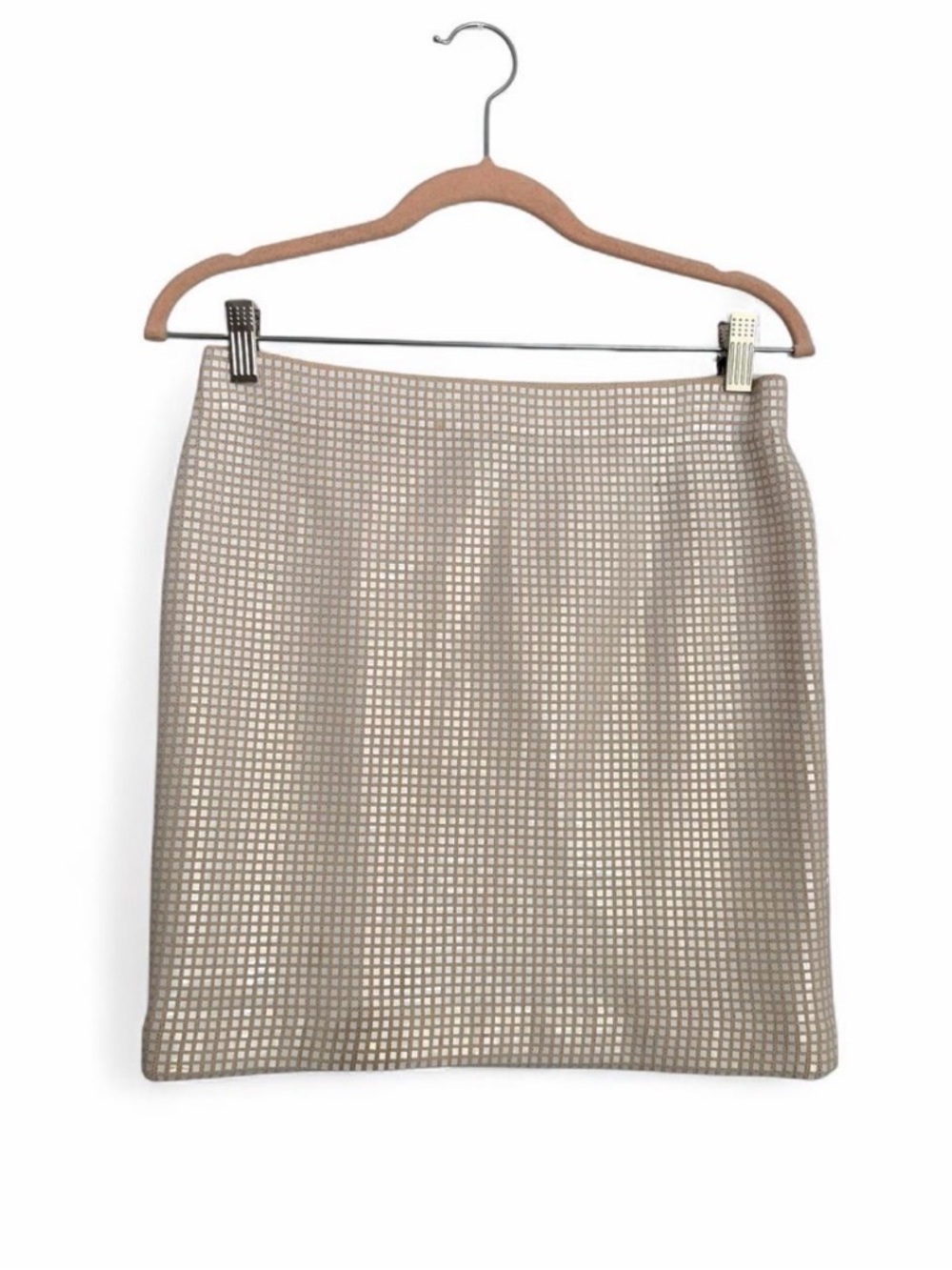 St John Evening cream sequined knit sweater mini skirt Small